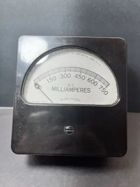 141b Burlington Model Dc - 750 Milliamperes Vintage Meter 4 Inch Square