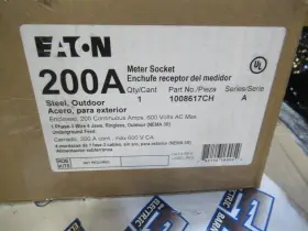1008617ch Eaton Meter Socket 200 Amp 600v 4 Term Ringless 1 Phase -mb460-new-b