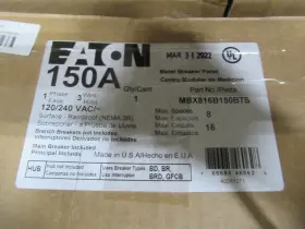 Mbx816b150bts Eaton Meter Breaker Panel 150 Amp 120/240 Volt 1ph3w -mb440-new-b