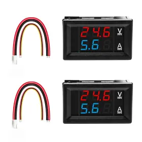 Zh-0069-5 Exqutoo 2pack 0.28 Inch Digital Voltmeter Ammeter Dc 0-100v 10a Dual Led Panel Monitor Gauge