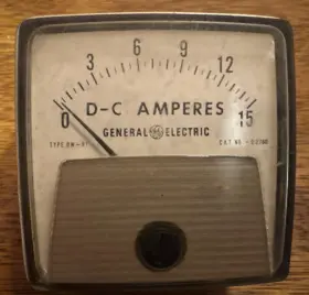933b575p6 Ge General Electric 0-15 D-c Amperes Panel Meter Cat # 02780 Type Dw 91
