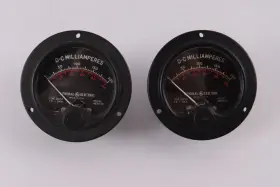 Aen210 Ge Pair General Electric Model 0-100 0-200 Milliamperes Am Meters Meter #2