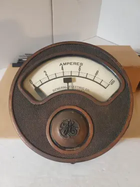 239747 General Electric Vintage Type D-8 Amperes Meter - Untested Brass