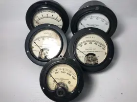 Aat2 General Electric Lot Volt Amperes Gauges Panel Meters Steampunk - Of 5