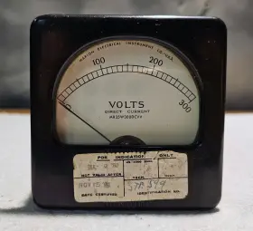 Mr35w300dcvv Marion Electric Vintage 1962 Dc Volts Panel Meter 0-300v