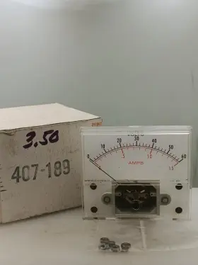 407-189 Mercer Electronics 3 1/2 Inch X3 0-60v 0-1.5 Amps Vintage Panel Meter M42