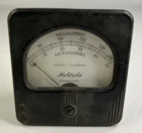 74881 Motorola Vintage Model #74881 Dc Microamperes 2 Inch Round Panel Meter Gauge 0-50