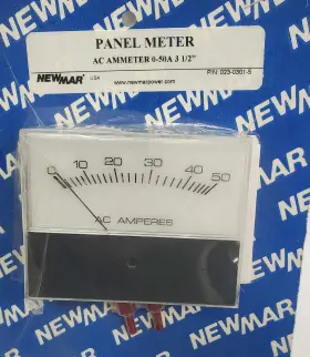 023-0301-5 Newmar Panel Meter Ac Ammeter 0-50 Amp With External Shunt 3-1/2 Inch