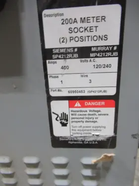Sp4212rjb Siemens Meter Pack 400a 120/240v 2 200a 4 Term Socket-mb399-warranty #2