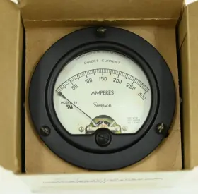 00160 Simpson Vintage Nos Model 25 Cat Panel Meter 0-300 Dc Amperes Round 3.5 Inch