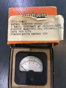 16a13 Simpson 0801 Meter Model 127 Air Force Contract Packaged 1956