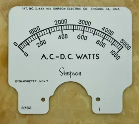 3762 Simpson Vintage Genuine Meter Replacement Display Reading Ac-dc Watts