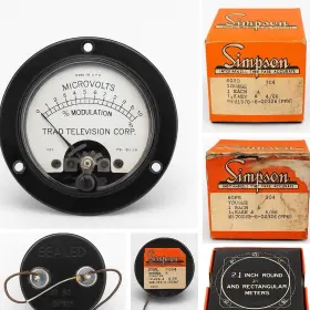70235-6-20326 Simpson Vintage Electric Panel Meter 2.5 Inch Round Microvolts /% Modulation 1966