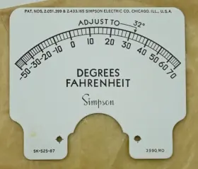Sk-525-87 Simpson Vintage Genuine Meter Replacement Display Degrees Fahrenheit