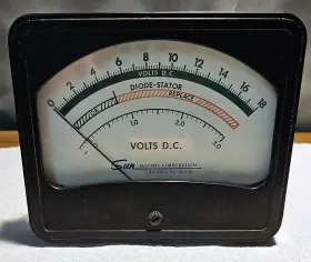 640-206 Sun Electric Vintage Volts Dc Panel Meter 0-18v - Diode Tester