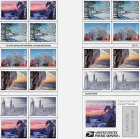 B0fn3s9411 United States Postal Service 2025 Winter Landscapes Forever Stamps Booklet 20 First-class Mail
