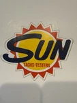 Original Vintage Nos Sun Tachs Testers Sticker 6.5X5.5 (9G) - Small Glue Spot. Fixed Price $54.99.