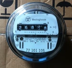 Westinghouse, Watthour Meter (kwh), Type D4/D5, Analog, Ez Read, 3W, 240V, 200A. Fixed Price $27.99.