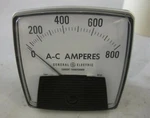 General Electric 0-800 A-c Amperes Analog Panel Meter, Model 50-162141LSSN, New. Fixed Price $15.00.
